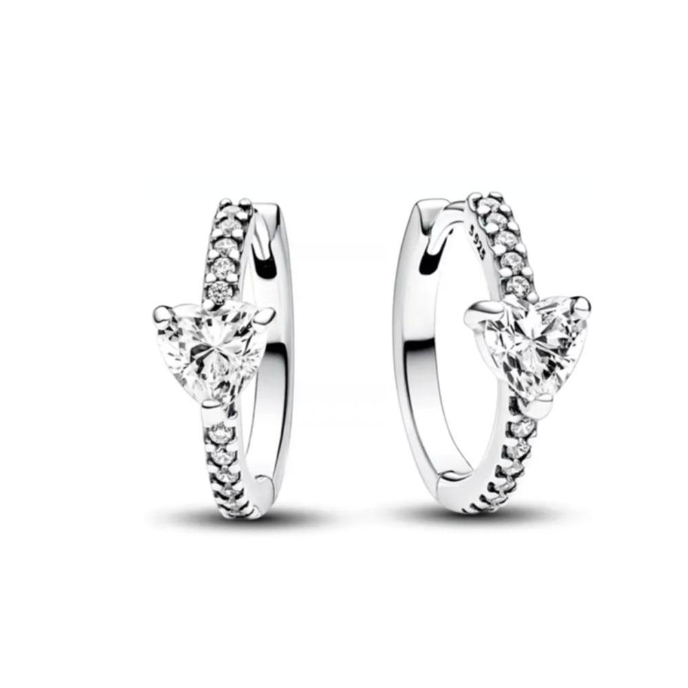 925 Silver Heart Earrings for Women Shining Zircon Love Jewelry Wedding Party Fine Accessory