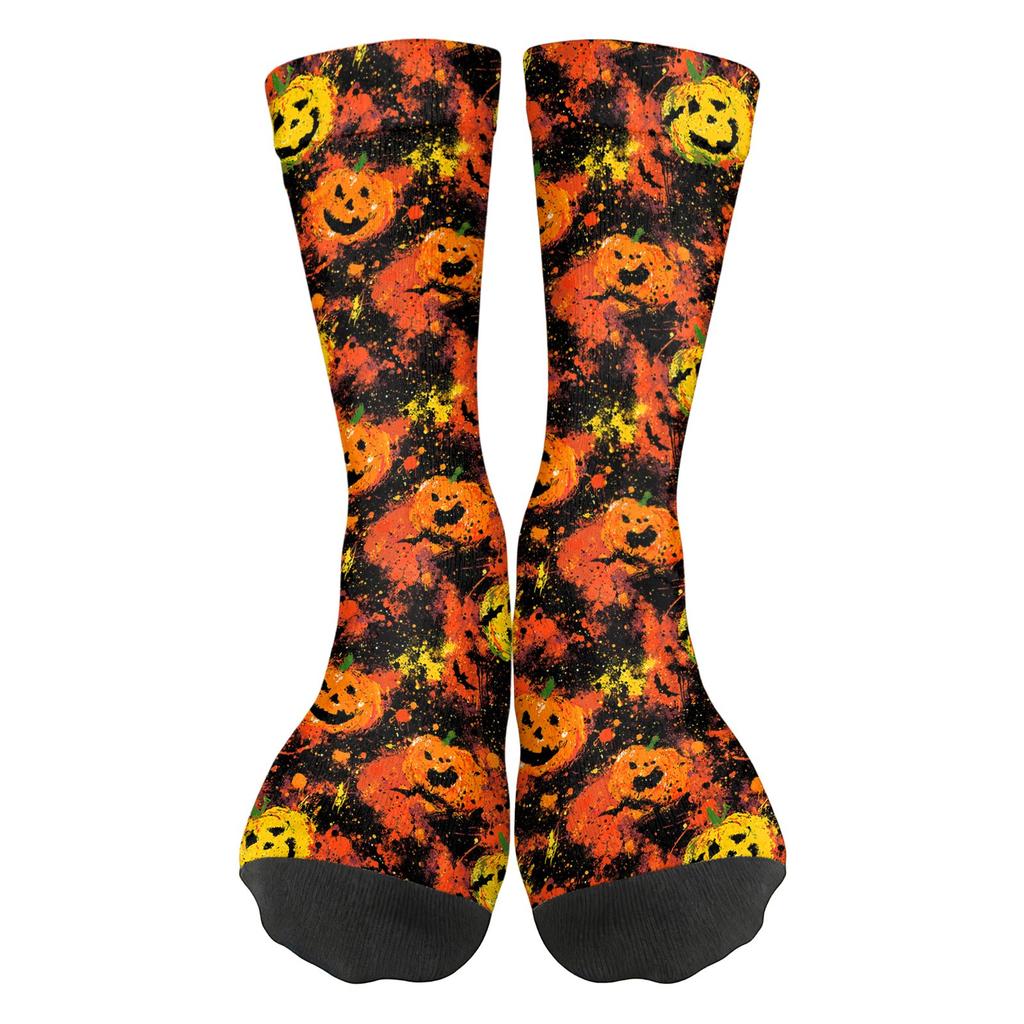 Unisex Mid-Calf Socks with Halloween Print Breathable Comfort Fit for Casual Wear