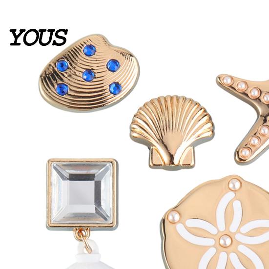 Faux Perlen Schuhanhänger 6 Stück/Set Sommer Strand Anhänger, Goldfarbene Muschel Seestern Strass Meeresmotiv Dekorationen für Clogs Damen Mädchen