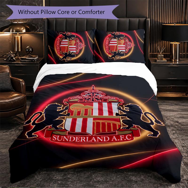 Set Biancheria da Letto a 3 Pezzi Sunderland Football Morbido Set Copripiumino con Federe Set Decorazione Camera da Letto per la Casa