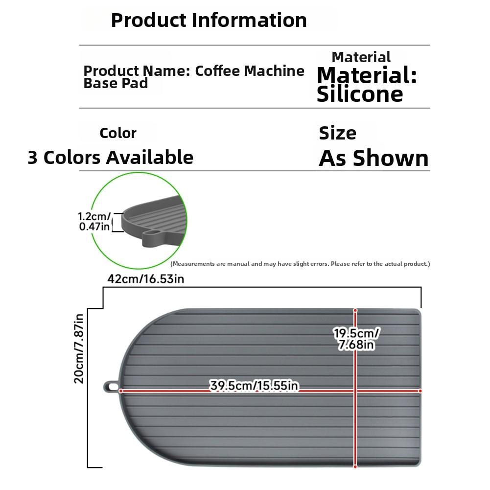 Raised Edge Tray Non Slip Machine Pad Non Slip Silicone Coffee Mat Coffee Machine Mat Flexible Silicone Material