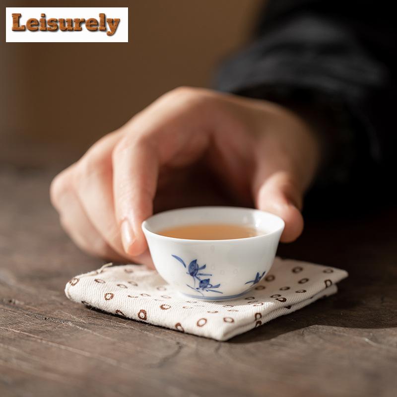 2 buc/set ceașcă de ceai cu orhidee fluture pictată manual pură, ceașcă parfumată specială, ceașcă mică de porțelan, ceașcă de meditație, set de ceai Kung Fu