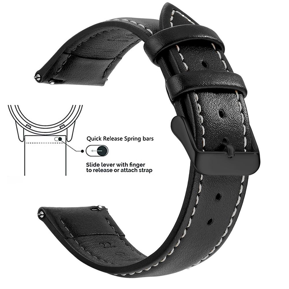 Echtes Lederarmband aus Narbenleder, Schnellverschluss 18mm/20mm/22mm Uhrenarmbänder, Passend für Samsung Galaxy Watch, Garmin Huawei Watch