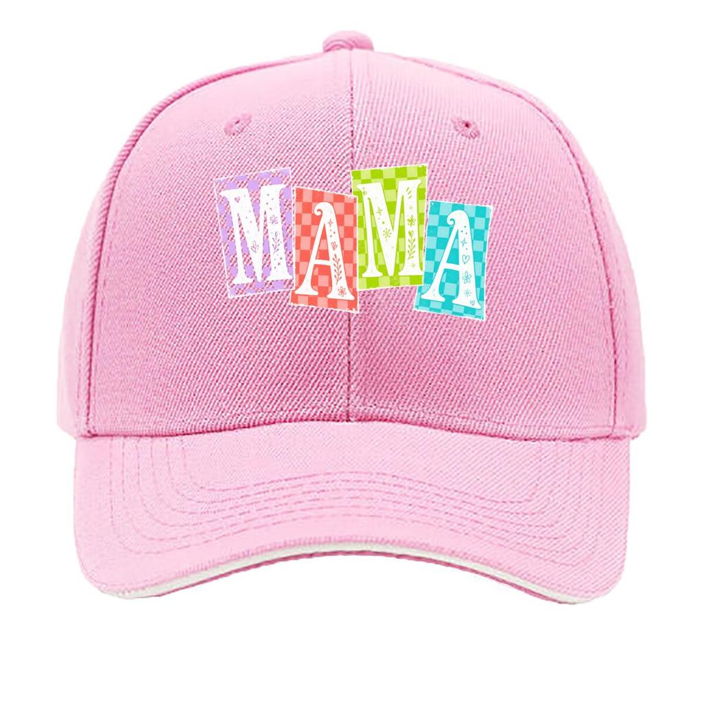 Retro Mama Checker Pop Lettering Sandwich Baseball Cap Sun Cap Outdoor Workouts Hat