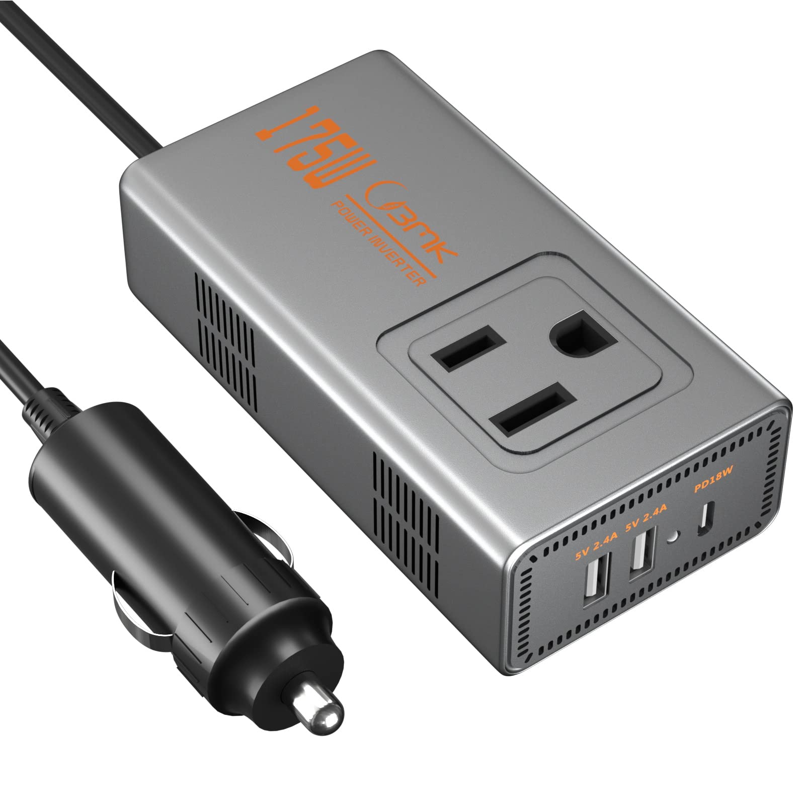 

BMK Inverter 175W Fast Charging Cigarette Socket Outlet Converts DC12V to AC100V Car Outlet PD18W Type C Car Inverter 12V 100V USB-A