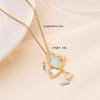 Fashion Butterfly Zircon Water Drop Necklace Stainless Steel Chains High Grade Geometric Choker Jewelry Gifts For Women Girls