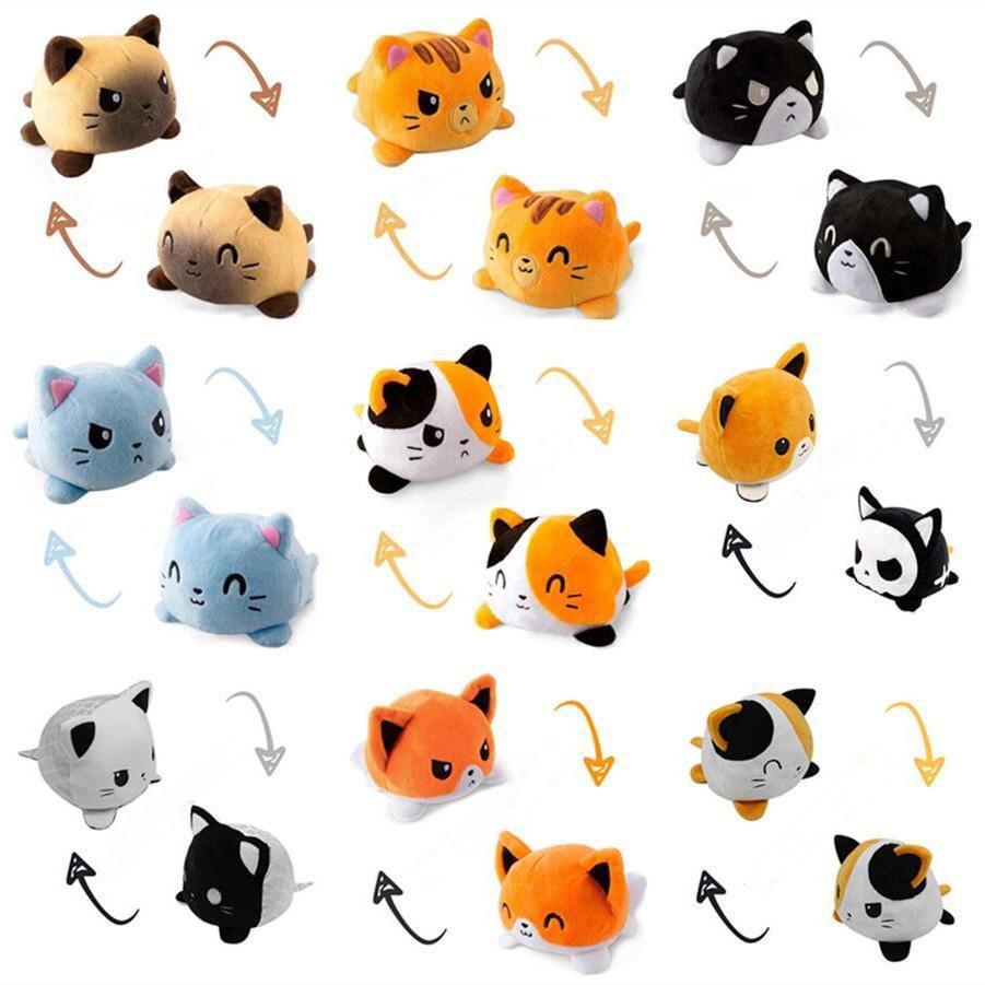 Dwustronny Pluszowy Kotek, Miękka i Urocza Lalka Zwierzątko dla Dzieci, Prezent