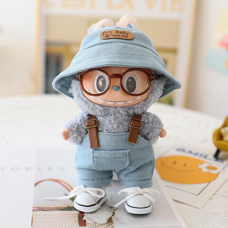 

Комплект одежды для куклы Лабубу 17 см (Нет куклы) Набор шляпа рыбака и комбинезон No Doll синий