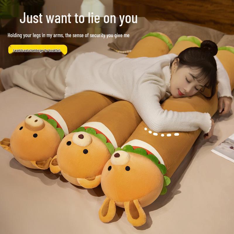 

Cute Burger Long Hugging Pillow - Girls Leg Clamping Cushion for Bedside or Sofa 100cm