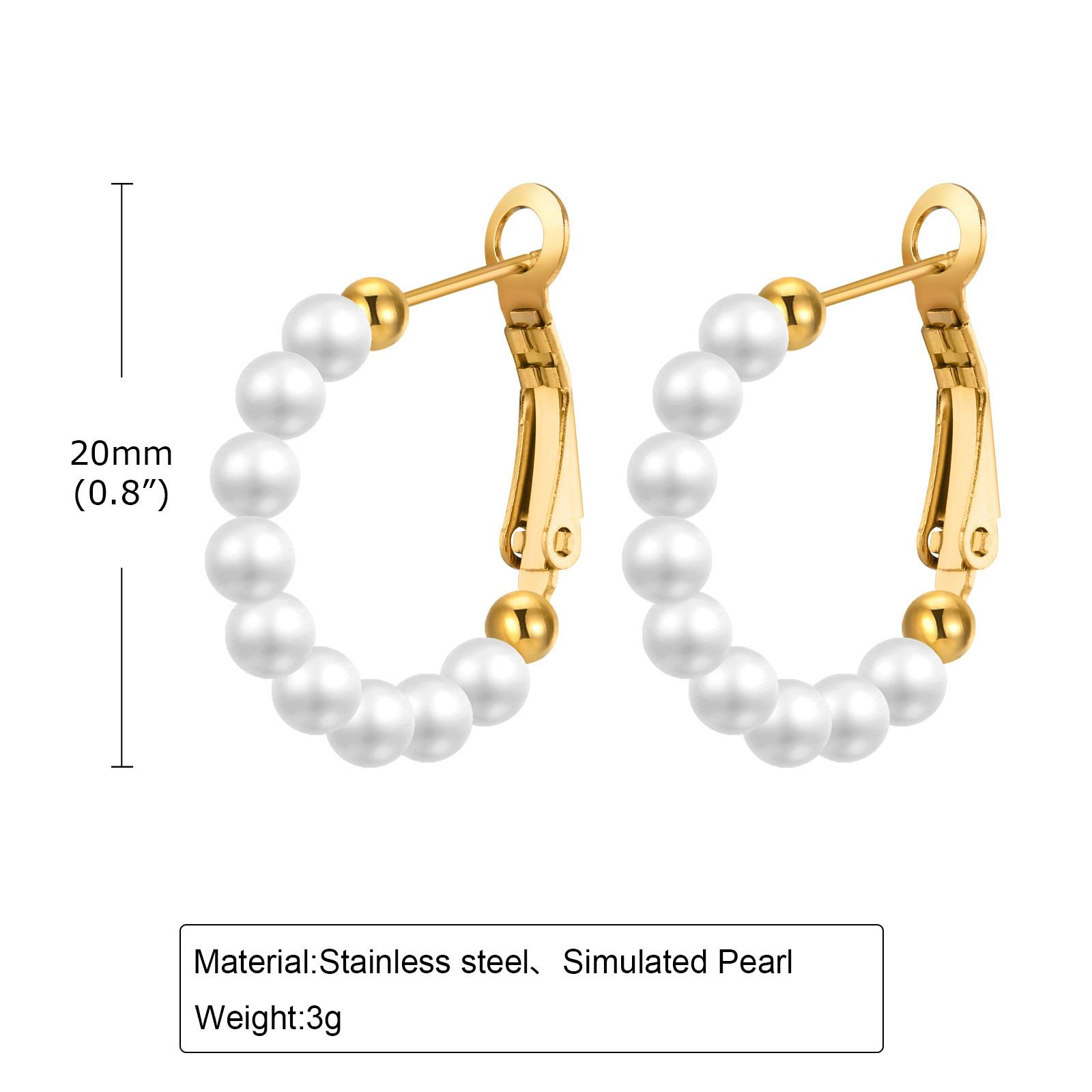

Pearls Earring for Women 20mm to 60mm, Stainless Steel Pearl Hoop Huggies Ear Lightweight Jewelry