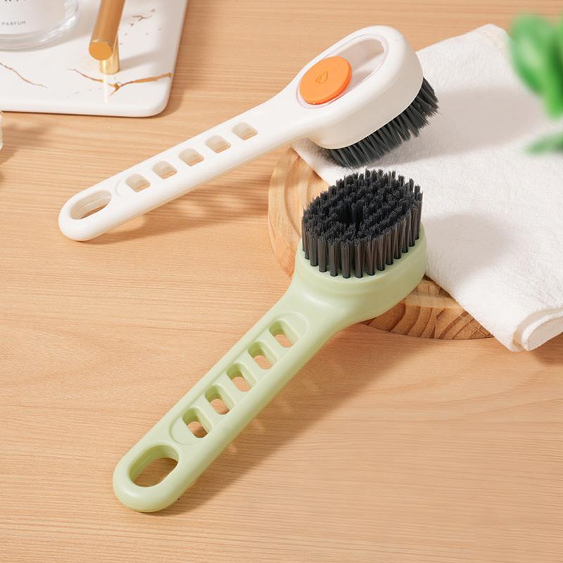1Pc Multi-functional Shoe And Laundry Brush With Liquid Dispensing Function, Suitable For Home Use, Press-type Liquid Dispensing