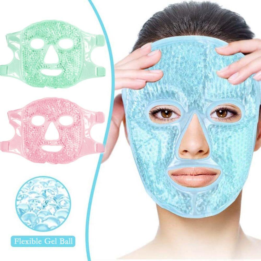SPA Ice Cold and Hot Heat Full Face Eye Mask Sleeping Ice Pack Reduce Face Puff Dark Circles Gel Beads Compress for Woman