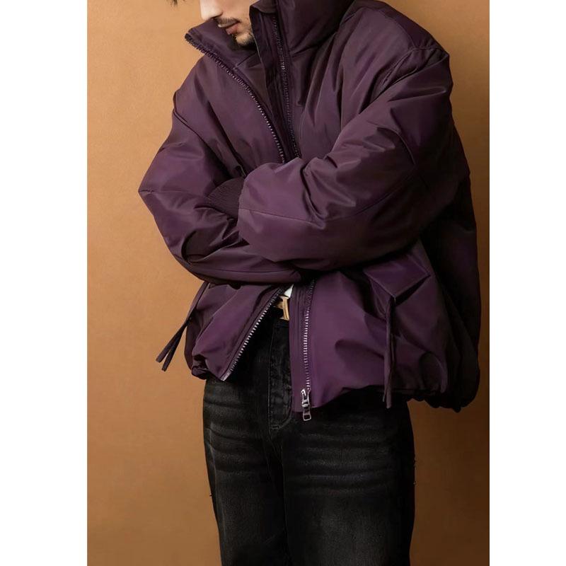 2025 Men's American Style Warm Versatile Cotton Jacket, Stand Collar, Winter, Short, Simple, Slimming Design.