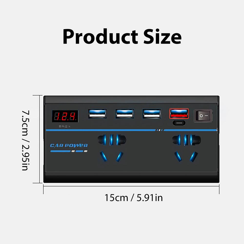 

Автомобильный инвертор питания постоянного тока в переменный ток Инвертор для аккумулятора Инвертор постоянного тока 12 В 24 В в 220 В переменного тока Порты для зарядки Type-C Адаптер переменного тока Автомобильный инвертор белый