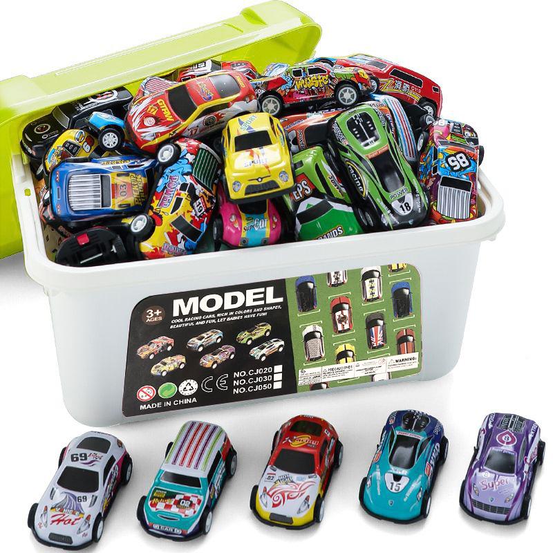 Mini Alloy Car Model Set with Storage Box Pullback Diecast Cars Toys for Boy Birthday Gifts Sliding Inertia Vehicle Children Toy