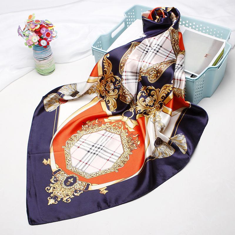Sommerschal, 90 cm, großer quadratischer Schal, Seidenschal für Damen, vielseitiges Kopftuch, Sonnenschutzschal