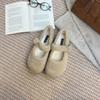 2025 winter new round head with velvet warm beans versatile Mary Jane platform commuter women's shoes