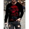 Spring and Autumn Round Neck 3D Animal Pattern Printed Top Fashionable Casual Long Sleeved Men's T-shirts