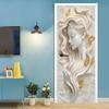 Stylish Gold Leaf Abstract Door Sticker - Elegant 3D Sculptural Feminine Art Door Sticker, Removable Self-Adhesive Wallpaper