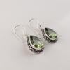 Green Amethyst Gemstone 925 Sterling Silver Customize Teardrop Earrings 1.5" Gift For Mom AEE-2-15