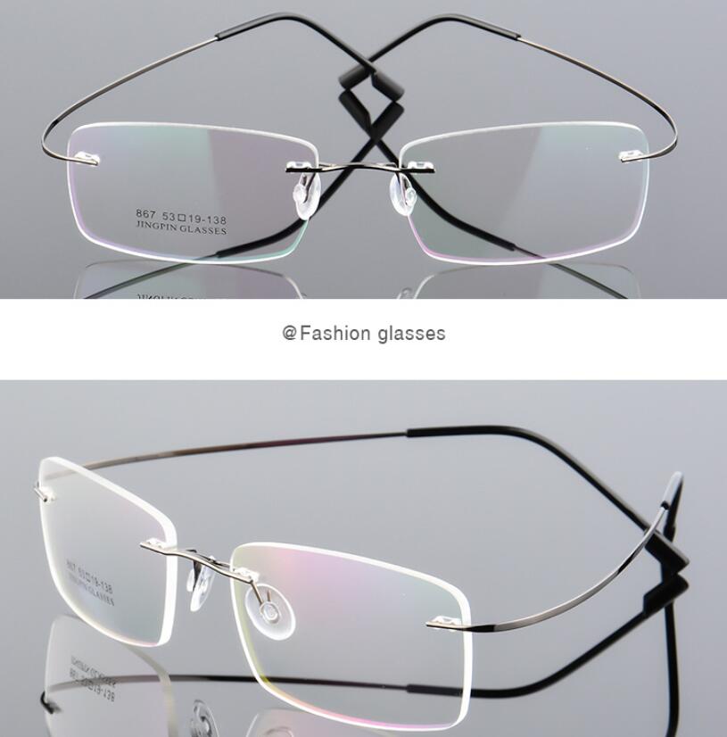 Alloy Superelastic Frameless Nearsighted Glasses Men Metal Minus Lens Rectangle Prescription Eyewear 0 To -6 Lightweight Durable