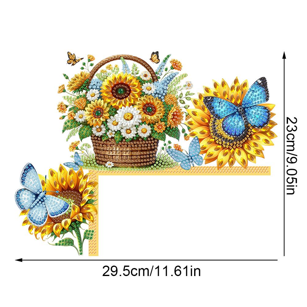 Schmetterlingsmädchen Blumen Diamantmalerei Tür Eckschild Strass Türrahmen Dekor 5D DIY Holz Tür Aufsatz für Partygeschenke