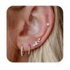 4pcs Set Charm Stainless Steel Ear of Wheat Inlay Zircon Imitation Pearl Tassel Hoop Earrings Ear Bone Nail for Women Jewelry