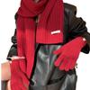 Wool 100ool pure wool scarf gloves two-piece set knitted autumn and winter warm solid color scarf couple