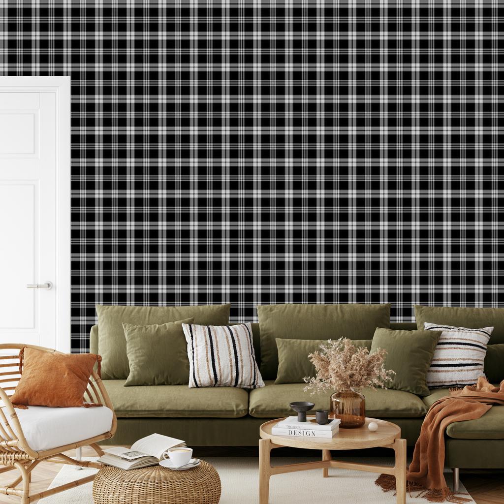 Wallpaper Black and white checkered gray, graphite and black 50x1000
