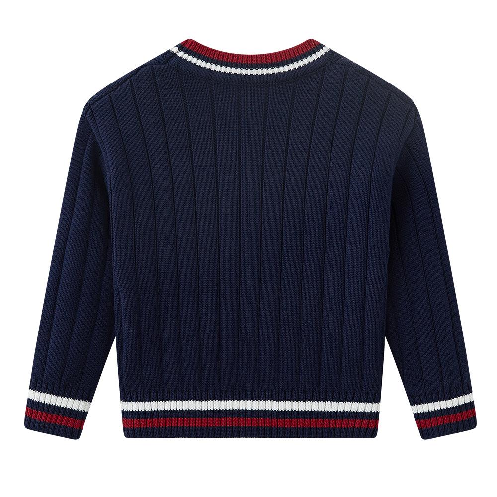 Styl Kolegialny Kontrastowy Kolor Haft Chłopcy i Dziewczęta Dzianinowy Kardigan Mundurek Szkolny Mundurek Klasowy Sweter Dziecięcy Kardigan Kurtka