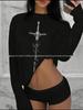 100% Cotton Slimming Oversize Long Sleeve Street Style Print Top for Autumn