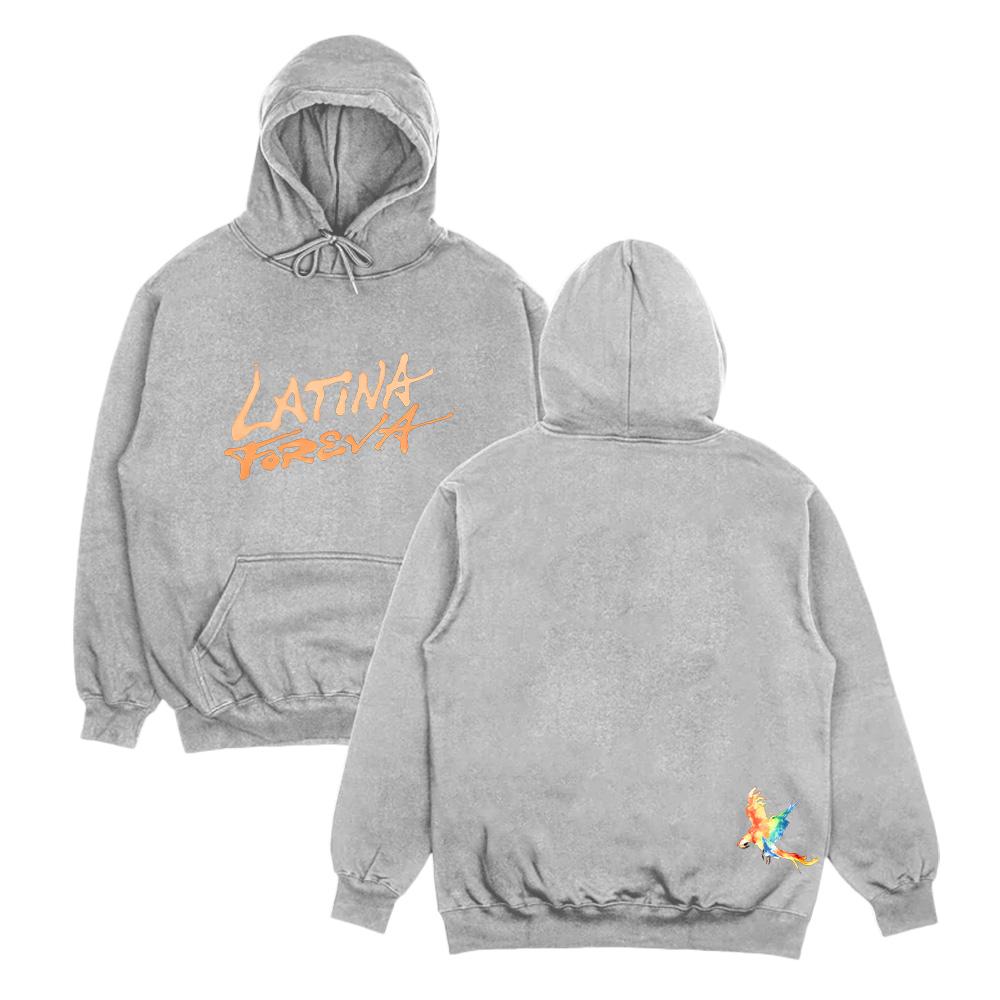 

Karol G Latina Foreva Hoodie Fashion Casual Women Long Sleeve High Street Hooded Sweatshirts Streetwear Loose Pullover Retro Tops jackets Anime Hoodie XS серый