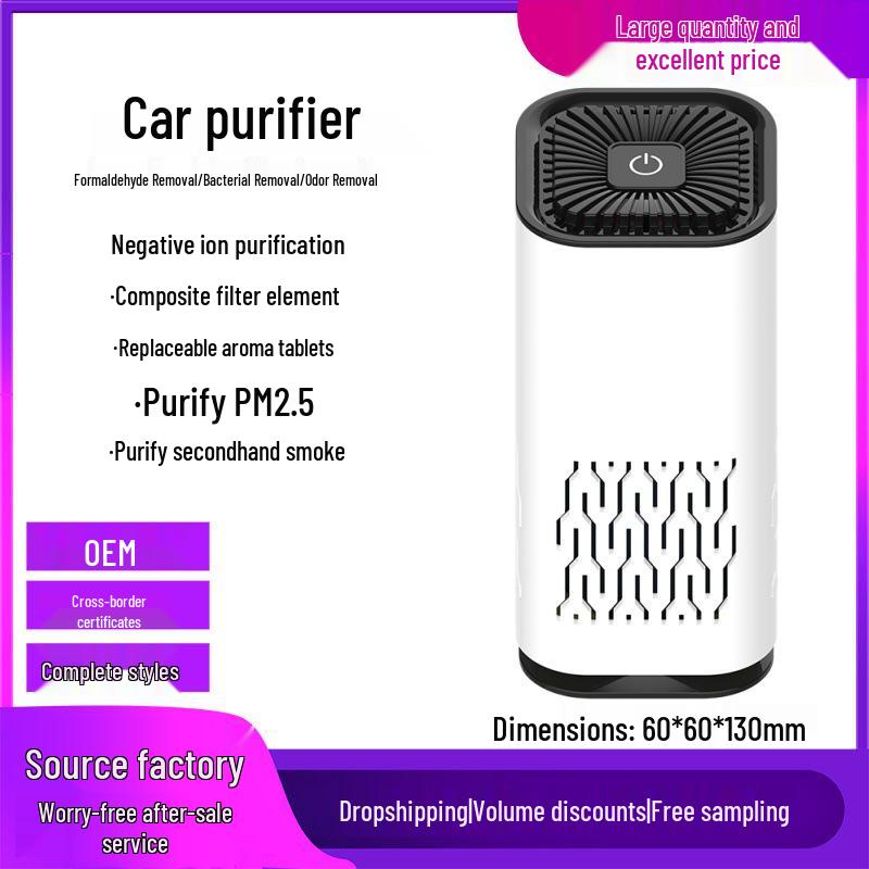 USB Air Purifier with Activated Carbon Filter and Aroma, Removes Odors and Formaldehyde, for Car, Home, or Desktop.