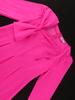 AOMEI Fuchsia Midi Dresses for Women Slant Neck Long Sleeve Lovely Bowtie Cocktail Wedding Gust Gowns