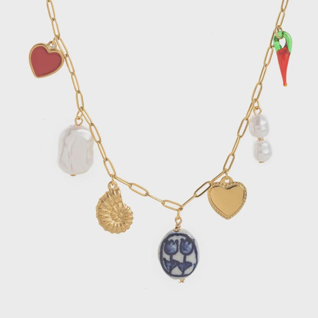 Stainless Steel Ocean Conch Heart Pendant Necklace for Women