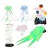 6 Stück Leuchtende Aquariumdekorationen Simulation Silikon Seetang Silberner Lotus Lotusblatt Feder Koralle Quallen Ornamente