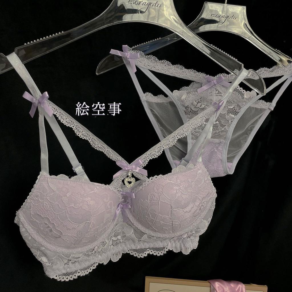 Sexy Cross Lace Inner Scheming Underwear Women's Suit Pure Desire Wind Small Chest Gathering Soft Steel Ring Beautiful Back Bra Cover