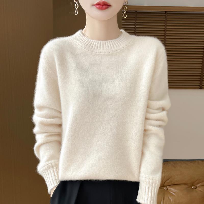 Women's Cashmere Sweater Qinghe Cashmere 30% Cashmere 70% Wool Autumn and Winter Pullover Warm and Fashionable