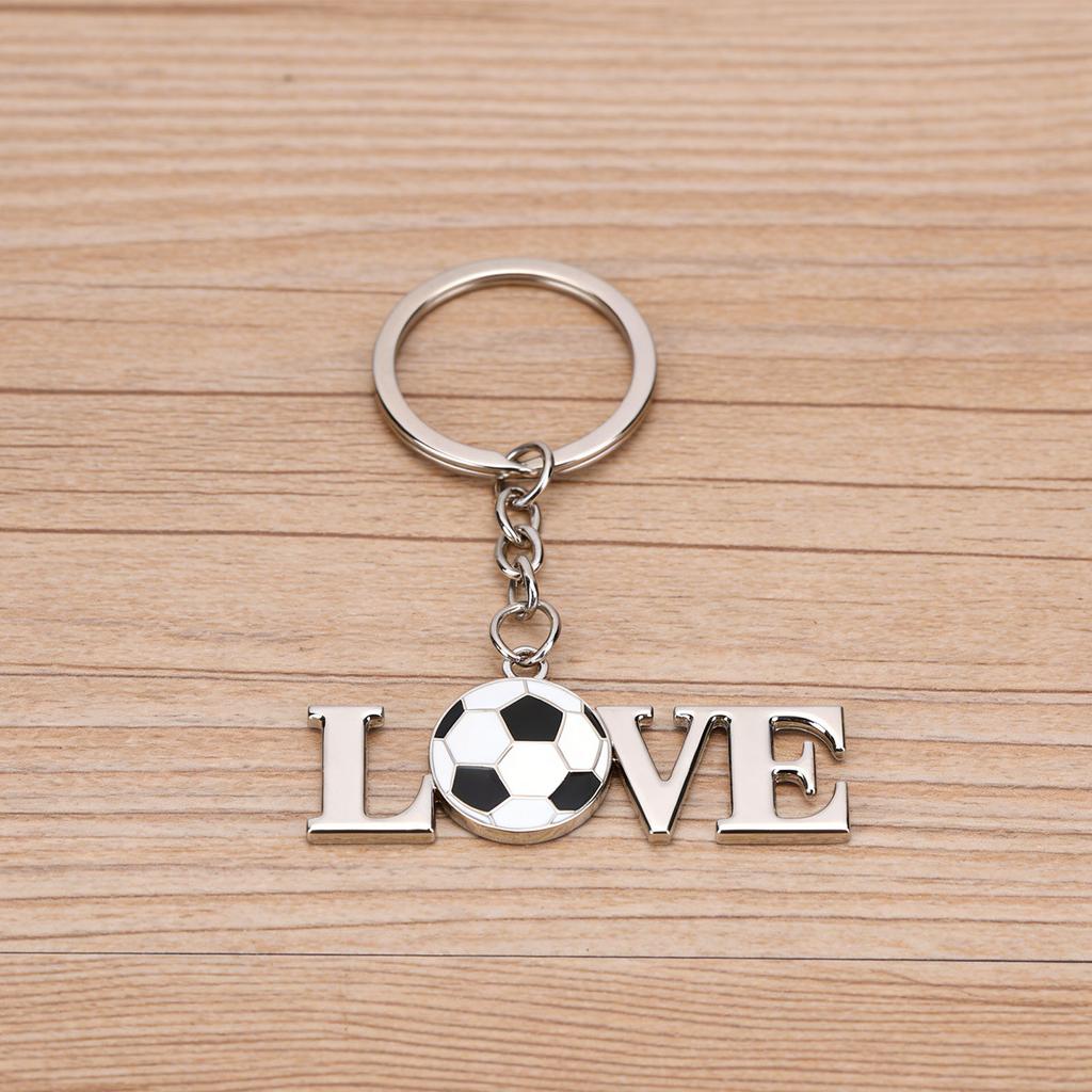 Soccer   Keychain Silver Stainless Steel Stylish I Love Soccer Key  for Birthady Present Backpack Bag Pendant