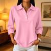Damen Freizeit-Bluse mit Knopfleiste, 3/4-Ärmeln und Kragen für den Alltag