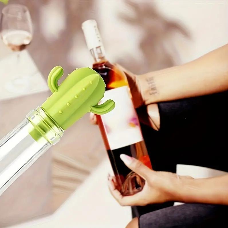 1pc Unique Silicone Cactus-shaped Bottle Cap For Preserving Freshness, Reusable For Wine Bottles,Champagne, And Red Wine At Home