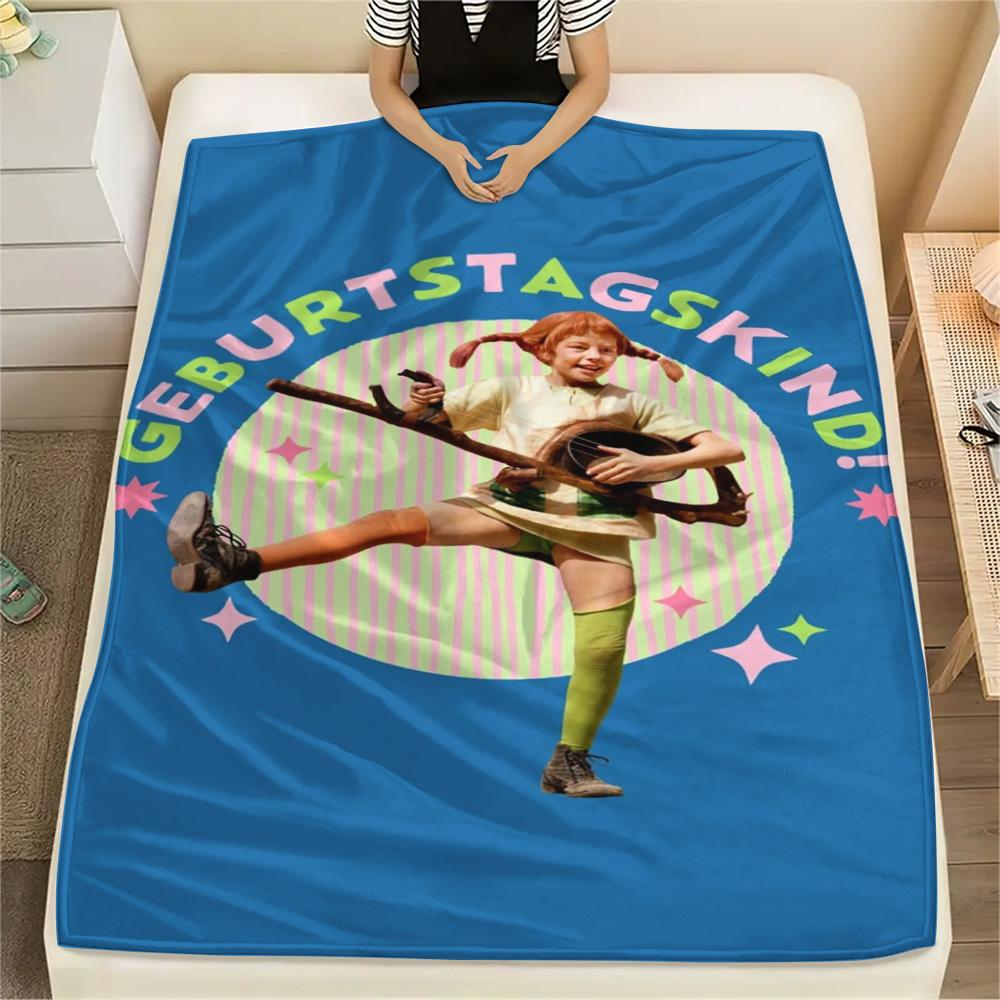 1PC Pippi Longstocking Patterned Flannel Blanket Suitable For All Seasons for Home Decor Warmth and Comfort Gifts Holiday Present