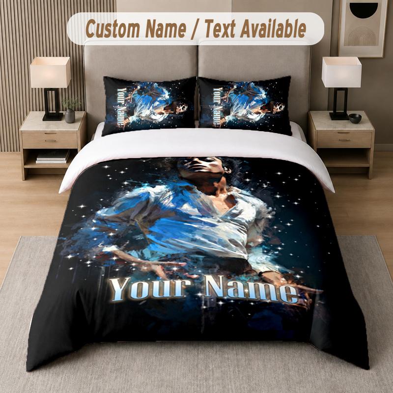 Custom Name Michael Jackson 3Pcs Duvet Cover Set Personalized Text Bedding Pillowcases Bedroom