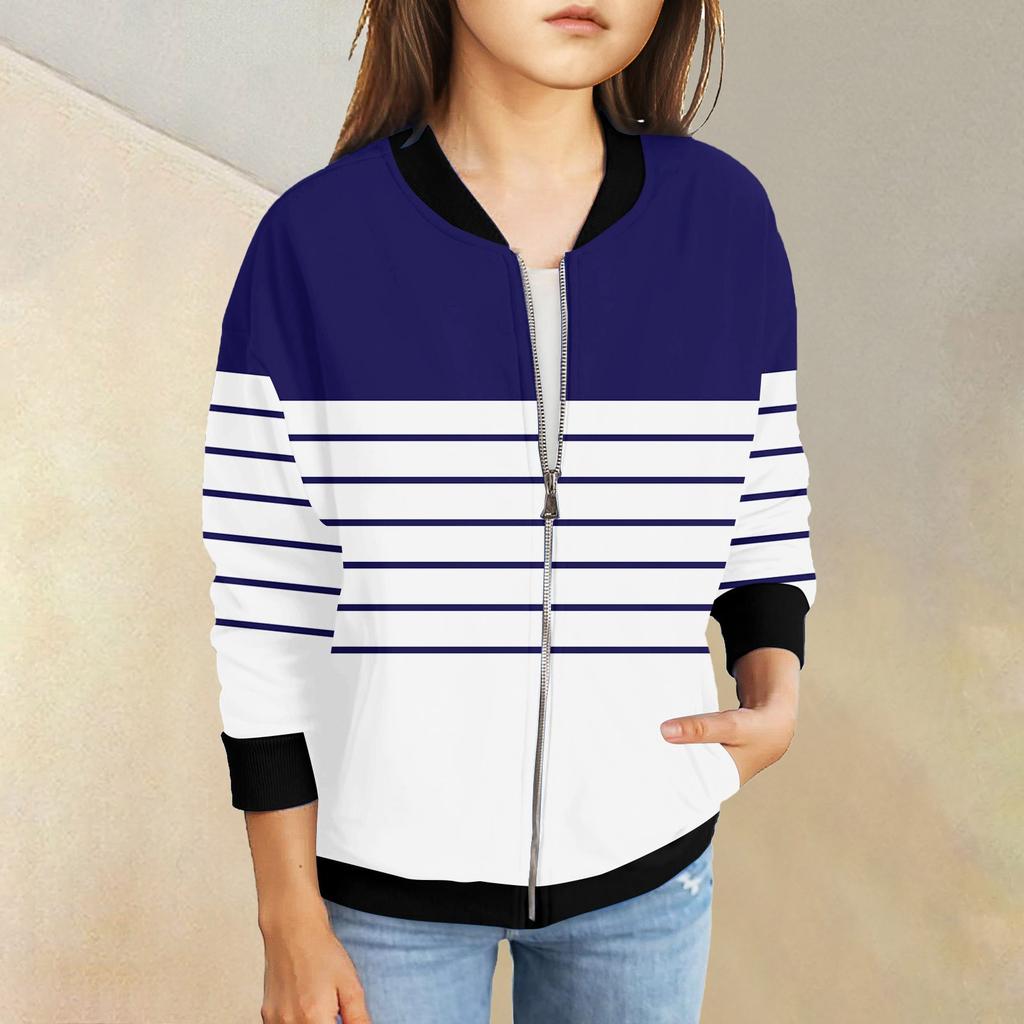 Kızlar Fermuarlı Ceketler Çocuklar Sonbahar Uzun Kollu Sweatshirtler Cepli Dış Giyim 5-15 Yaş