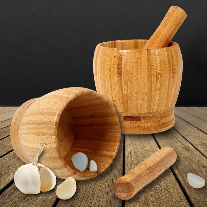 Bamboo Garlic Mortar and Pestle