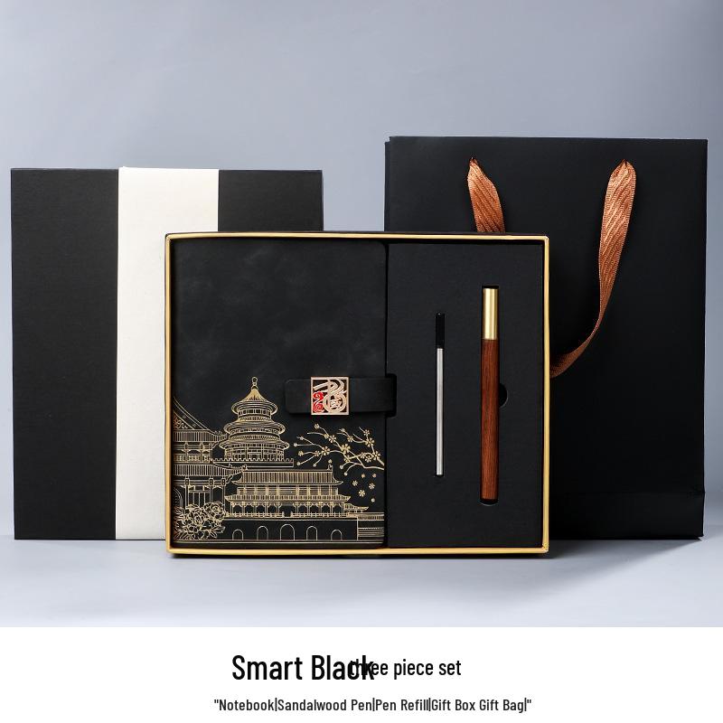 Chinese Style Leather Business Notebook with Color Pages - Custom National Tide Diary