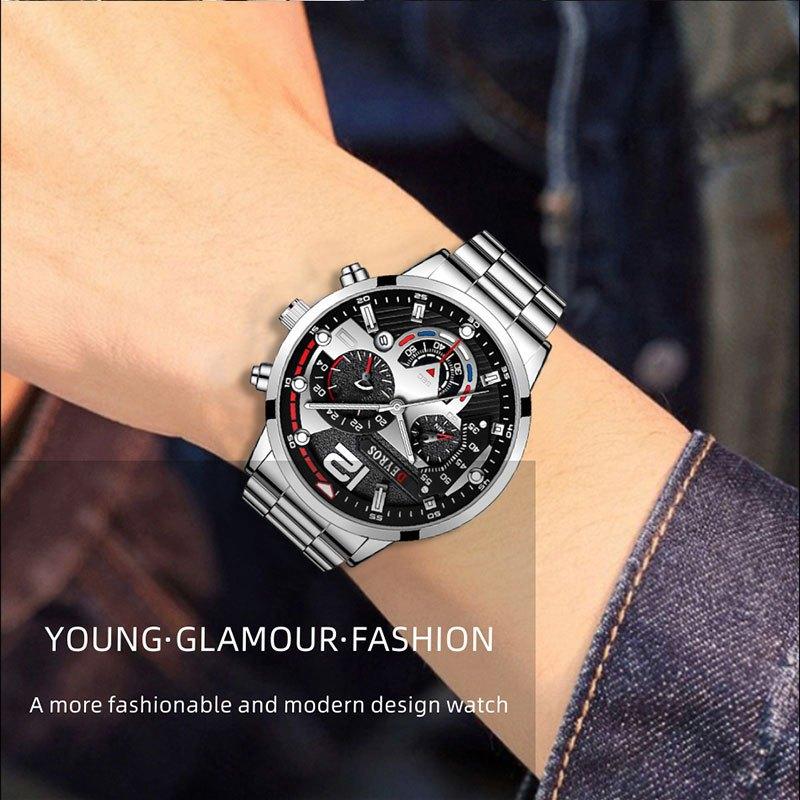 DEYROS Watches Men Watches Date Men's Watches Six Hands Steel Bracelet Watches Quartz Watches Sport Men Watches Luminous Watch Men