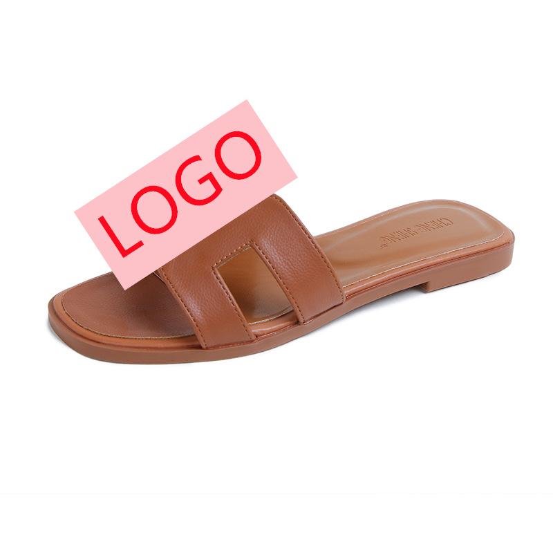 

Slippers women s outer wear 2025 new one-word drag summer cool slippers fashion beach flats lychee pattern versatile 39 коричневий