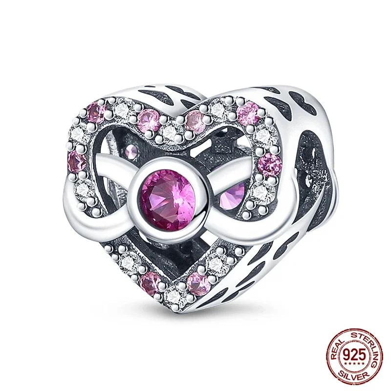 New Copper Romantic Heart Series Charms Beads Fit Original Bracelet Diy Mother'S Day Jewelry Gifts