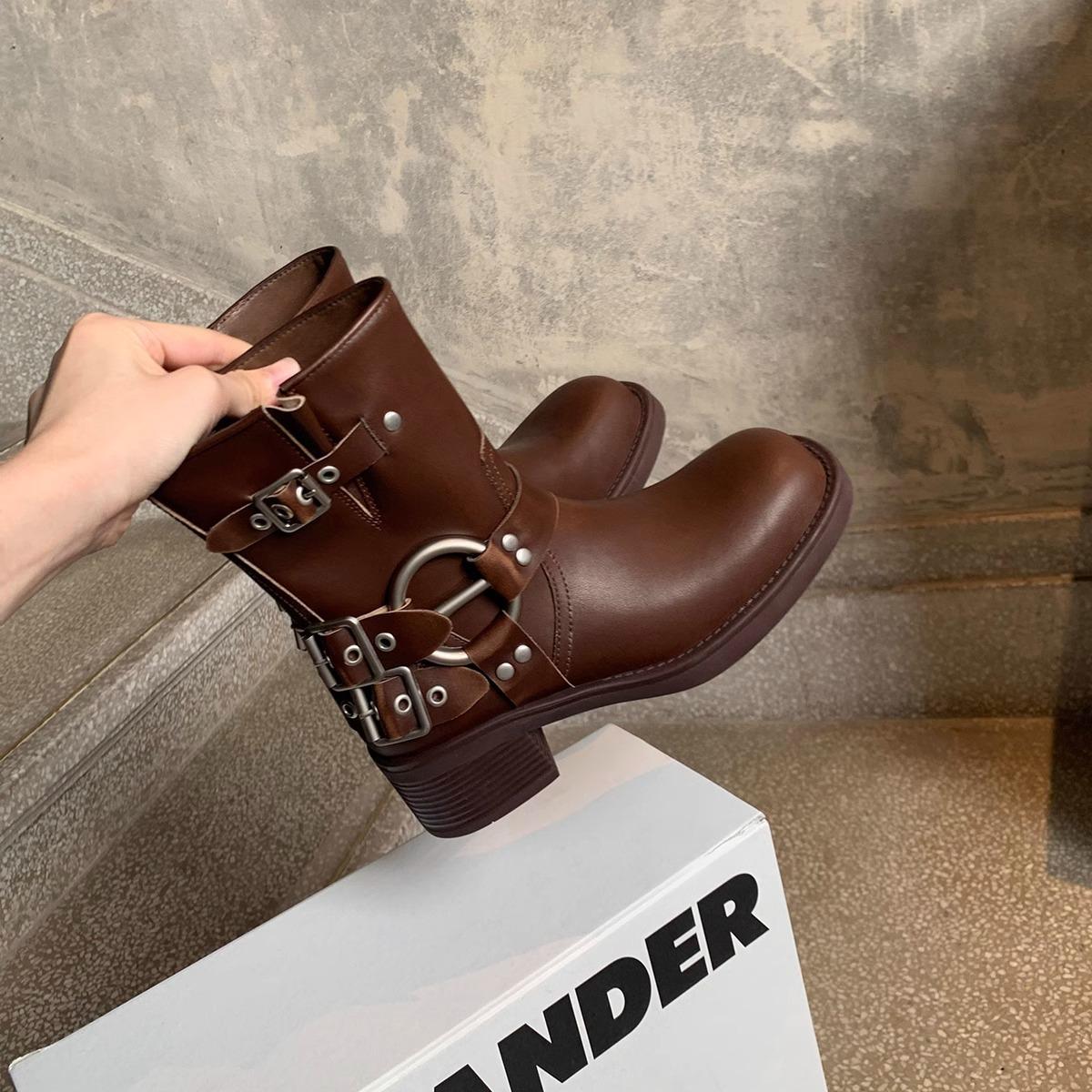 

[Shiei] Mengling~ A miu medium and high tube western cowboy boots female knight boots 35